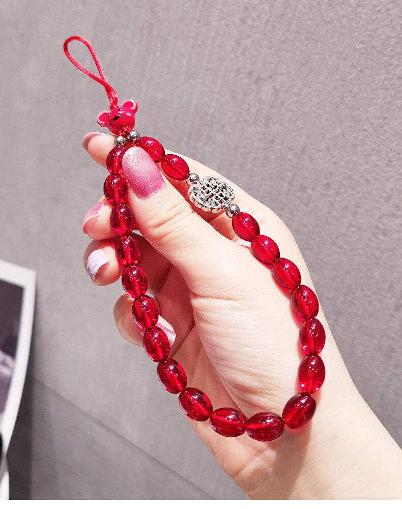 Bear Crystal Chain Bracelet Wrist Strap Lanyar for IPhone 13 12 11 Pro Max for Huawei Xiaomi Samsung Honor Bracelet Wrist Strap: red