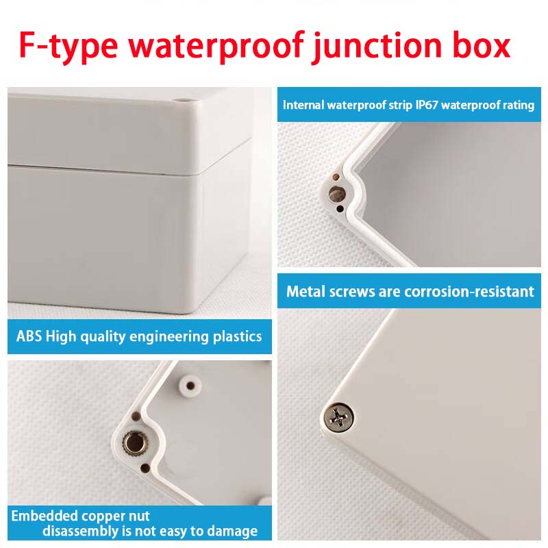 IP67 Waterproof Junction Box F Series Plastic Outdoor ABS Sealed Wiring Junction Enclosure for Electrical Instrument Project