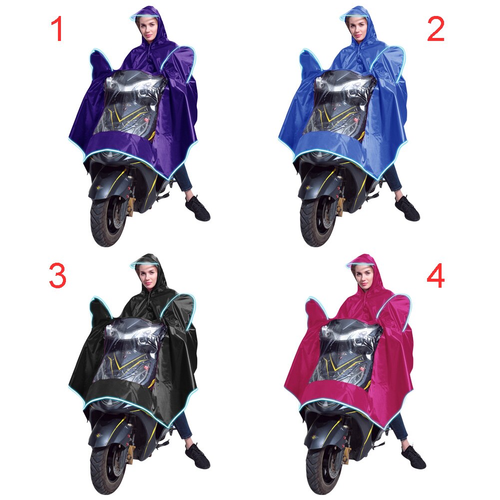 PVC Rain Cape Poncho Wide Hat Brim Waterpoof Safe Riding With Reflective Strip Universal Motorcycle Accessories
