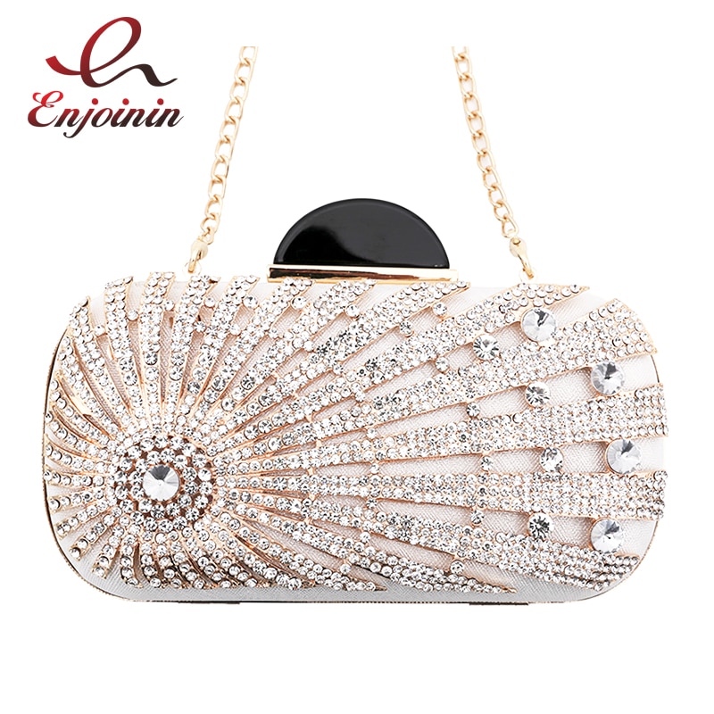 Luxe Mode Diamant Satijnen Vrouwen Party Clutch Avondtasje Mini Chain Purse Schoudertas Crossbody Messenger Bag
