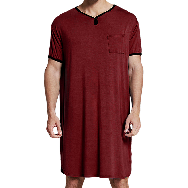 Pijamas de ocio alargados finos de manga corta para hombre, batas de algodón holgadas y amigables con la piel, albornoces para el hogar, camisón Vintage M-3XL