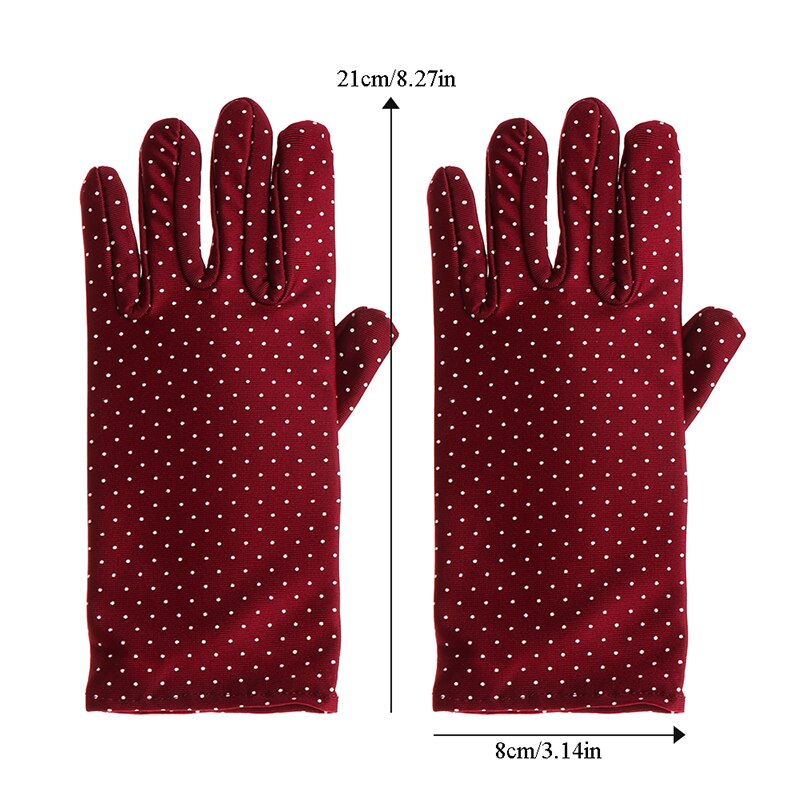 Mitones de guante a la muñeca dibujo de lunares protección señora guantes verano conducir protector solar guante tejido de punto Vintage