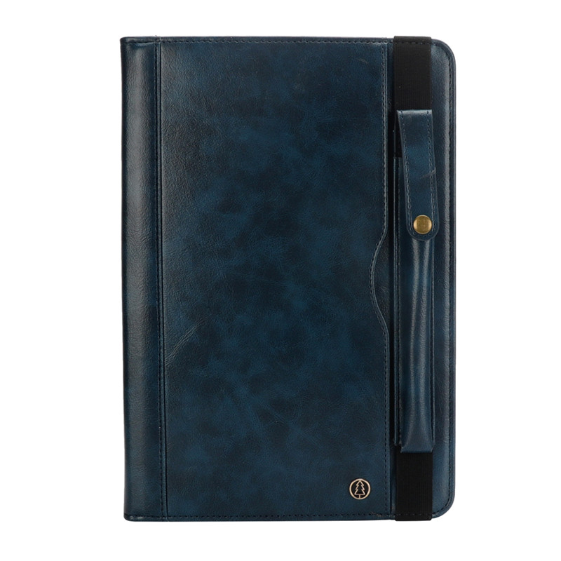 Étui pour samsung Galaxy Tab S4 10.5 SM-T830 T835 T837 en cuir PU avec tablette antichoc porte-crayons + Film + stylo: Bleu marine