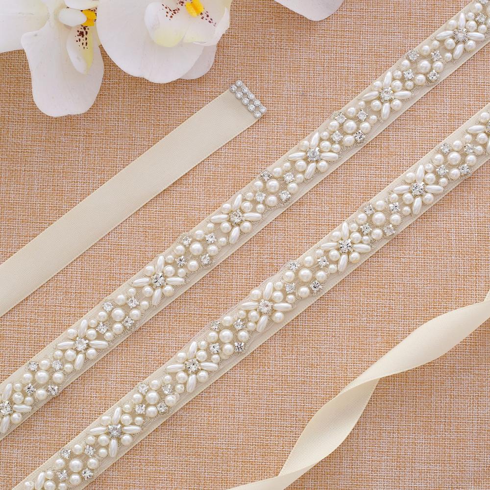 Cinturón de boda de perlas hecho a mano de diamantes de imitación vestido con cinturón Ceñidor accesorios de novia baratos