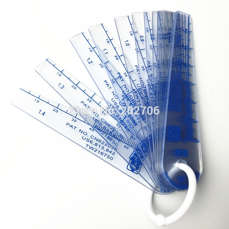 Jauge d&#39;épaisseur de bouchon en plastique, outil de mesure de remplissage d&#39;écart avec feuille en PVC, 0.05-1.5-2.0-3mm, 20 pièces (Taiwan)