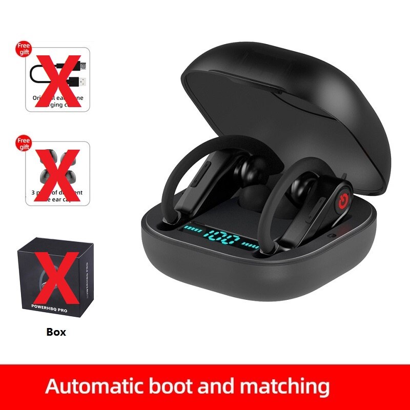 Tws Bluetooth 5.0 Draadloze Koptelefoon Stereo Sport Oorhaak Headsets Met Opladen Doos Voor Android Ios Telefoon: Black
