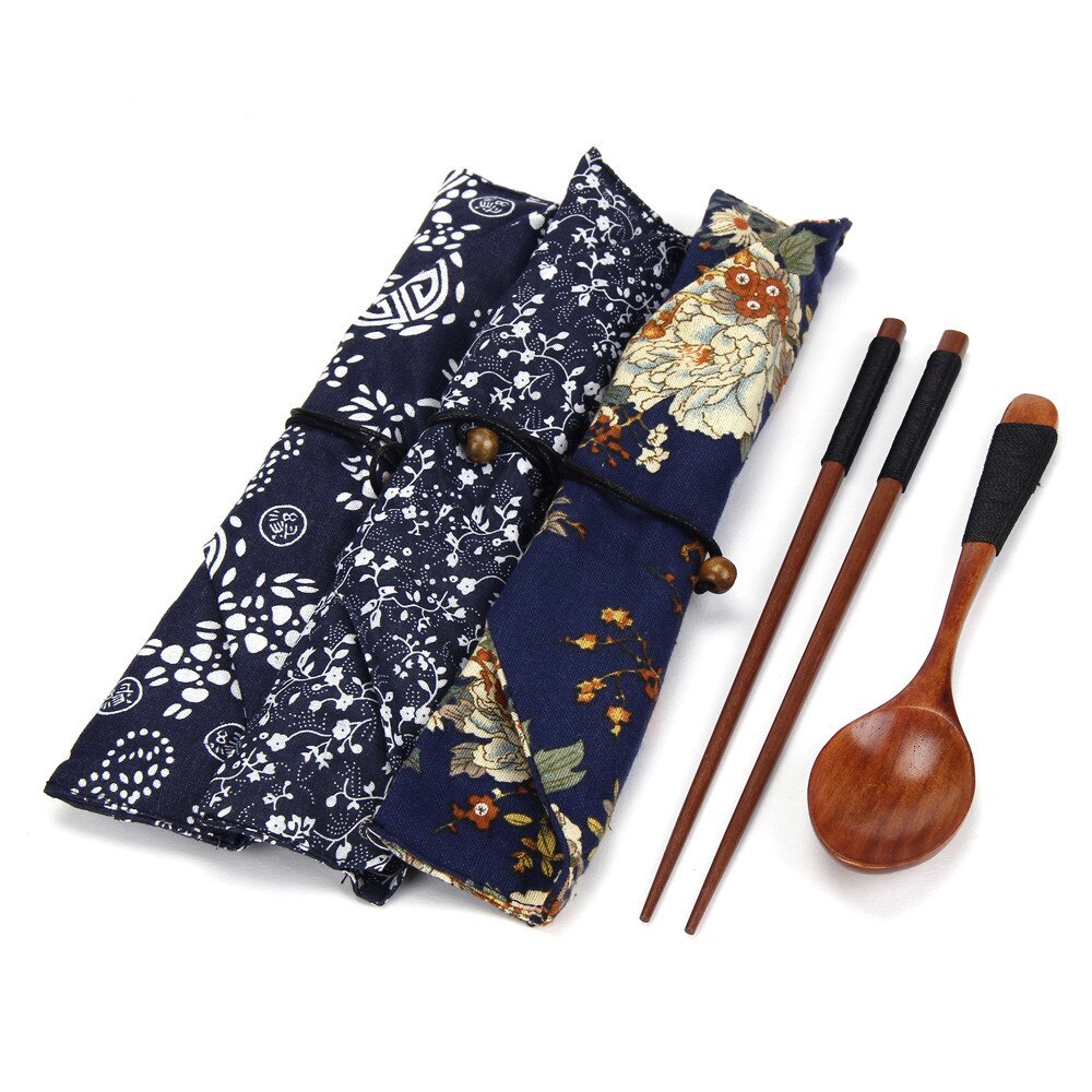Chińskie pałeczki przyjazne dla środowiska przenośne drewniane sztućce zestawy drewniane patyczki i łyżki etui podróżne brązowe 18Oct