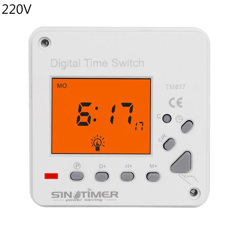 110V 220V AC 7 Days Weekly Digital Electronic Timer Large LCD Display Back-light: 220v