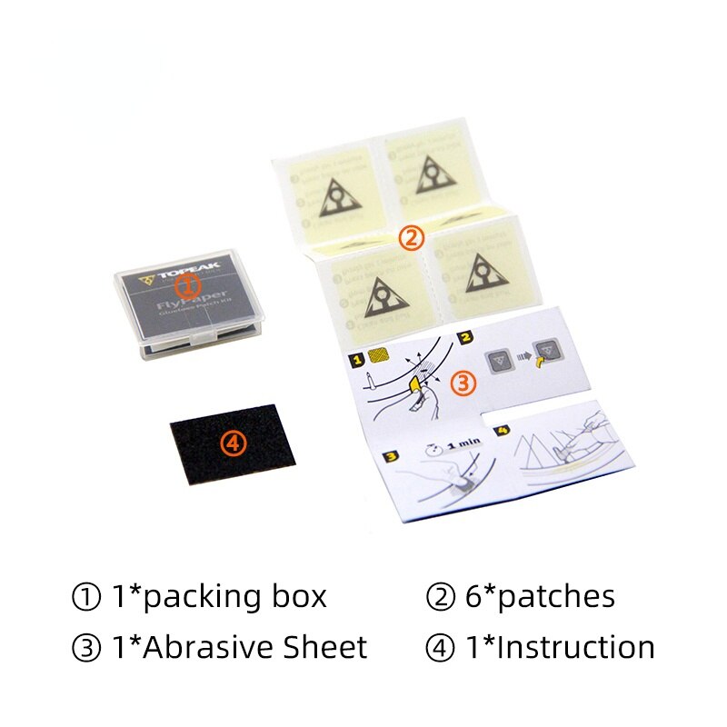Topeak TGP01 Tire Patch Tire Repair Tools FlyPaper Glueless Patch Kit road Mountain bicycle(6 Patches &amp; 1 Abrasive Sheet)
