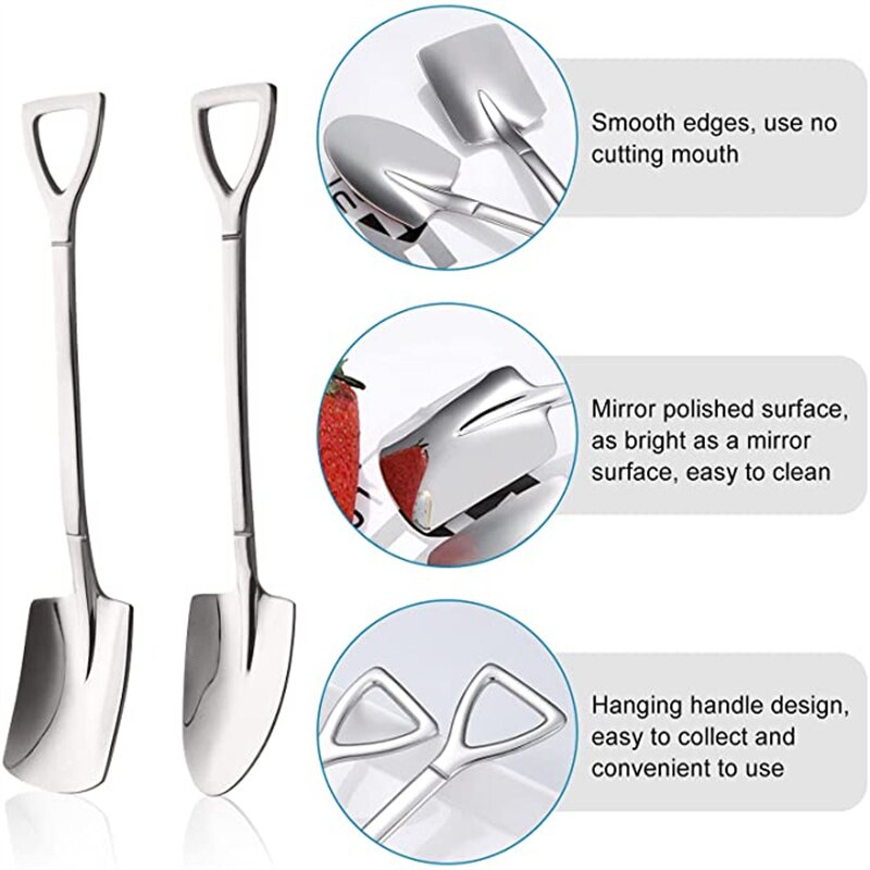 Ice Cream Shovel Spoons Set Stainless Steel Dessert Fruit Chocolate Cake Teaspoons Coffee Spoon Party Spoons Wedding