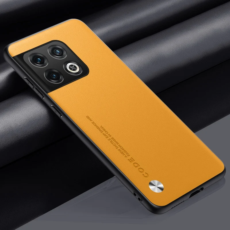 Étui en cuir PU de luxe pour OnePlus 10 Pro 10T 10R, housse en silicone, protection complète, coque de téléphone ZanPro ZanRacing: aluminium / YELLOW