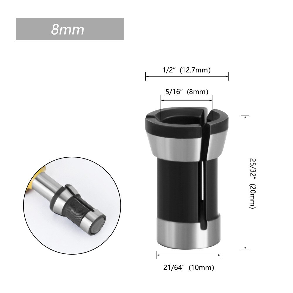 1pc 6.35mm 8mm 6mm spennhylse chuck gravering trimme maskin elektrisk overfres fres tilbehør: 03