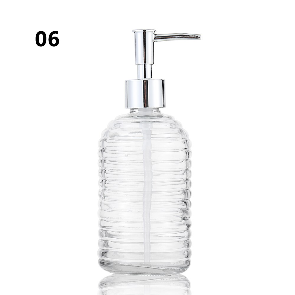 450ml glas vintage manuelt tryk flydende sæbedispenser badeværelse vask tilbehør stor kapacitet skridsikker hvid sølvfarve: 6