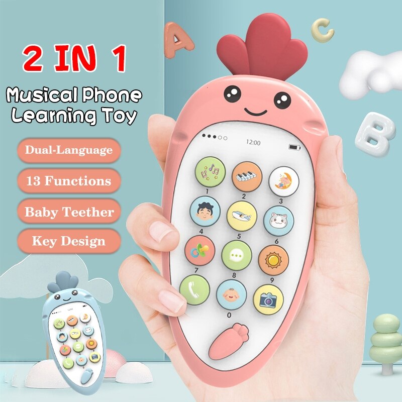 Baby Telefoon Speelgoed Telefoon Met Bijtring 2 In 1 Leuke Muziek Sound Machine Voor Voor Kids Baby Vroege Educatief Leren speelgoed