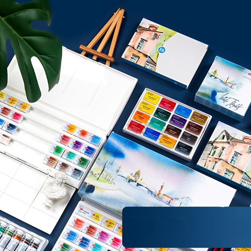 Sennelier Boîte de Peinture Aquarelle Extra-Fines,18 demi-godets Boîte