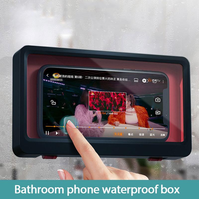 Badeværelse toilet væghængende mobiltelefon opbevaringsboks vandtæt etui mobiltelefonhylder selvklæbende tilbehør til brusebadet