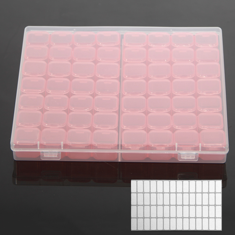 Diamond Painting 28/56/224 Slot Box Storage Accessories Tool Nail Art Rhinestone Bead Stone Storage Box Sewing Container: 56 grid pink