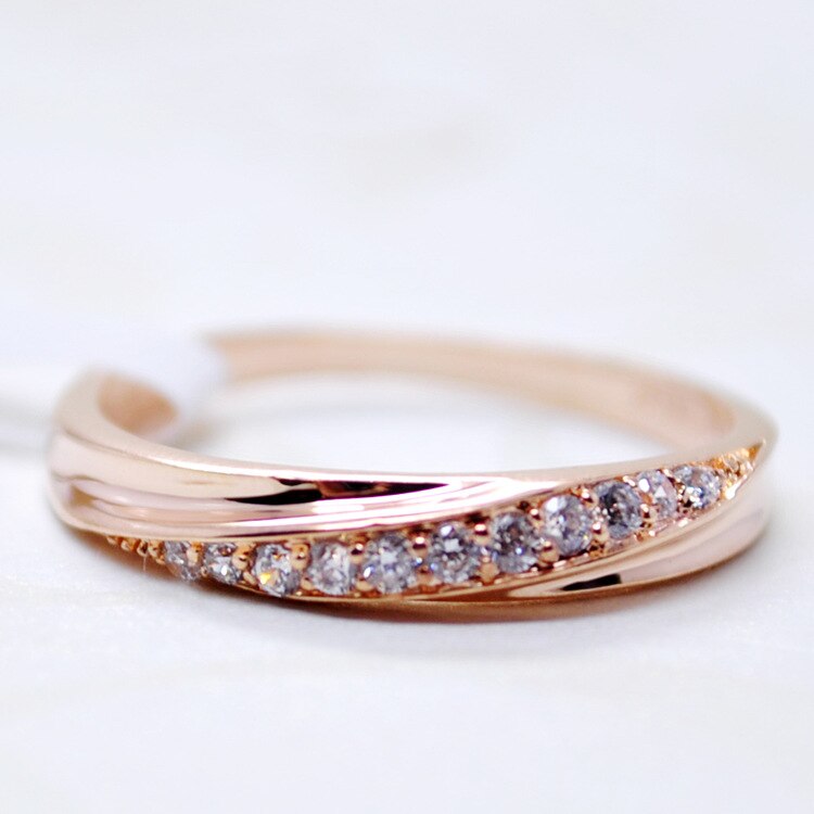 Eenvoudige Zirconia Liefhebbers Rose Gold Wedding Ring Sieraden In Full Size