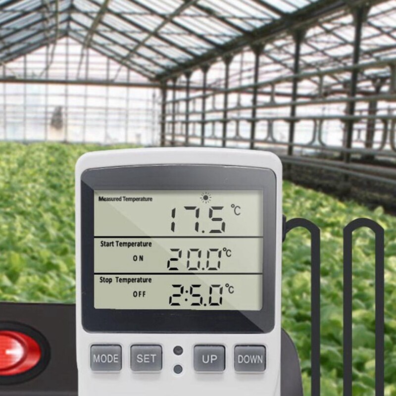 Digital Temperature Controller Thermostat Outlet Socket Plug Heating Cooling Timer for Homebrew Greenhouse