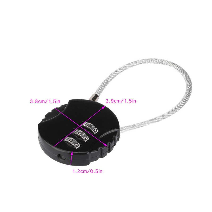 3 Digit Portable Security Cable Luggage Locks Password Suitcase Coded Lock Safe