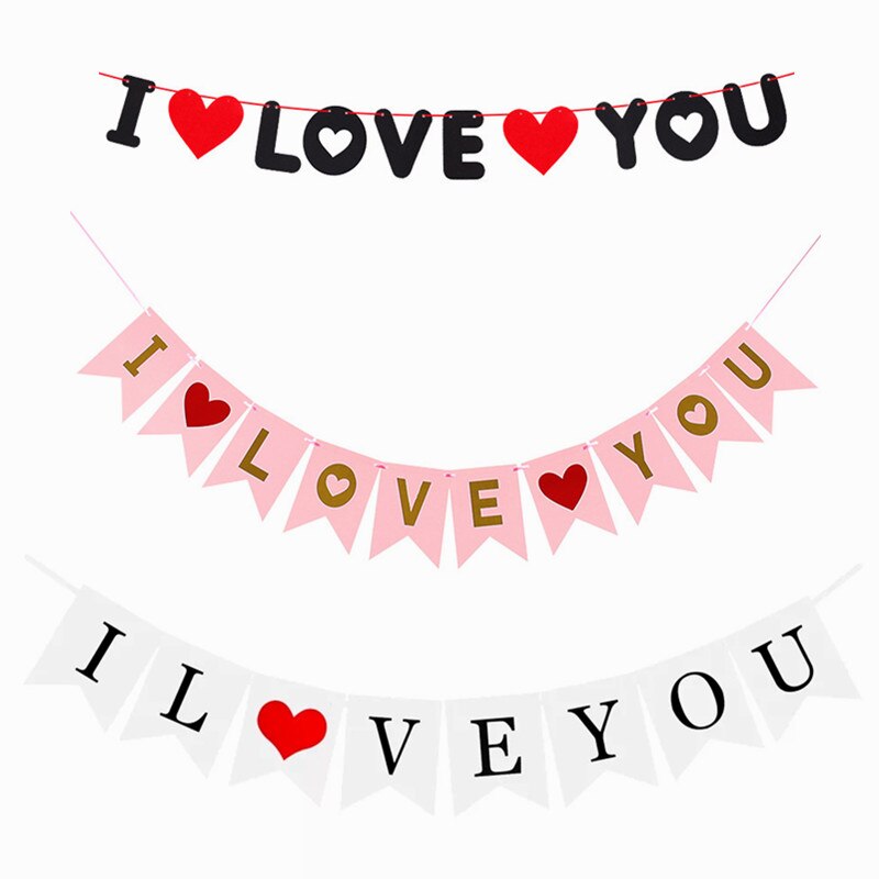 1einstellen ICH Liebe Sie Banner Papier Flagge Wimpel Banner Hochzeit Vorschlagen Ehe partei Glücklich Valentinstag Dekoration Liebhaber liefert