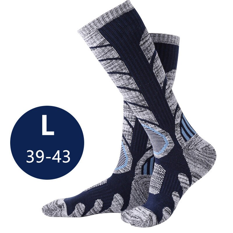 Outdoor Skiën Sokken Warm Vocht-absorberende Warm Knie Hoge SportSocks Skiën Snowboarden Gereedschap: Dark blue L (Male)