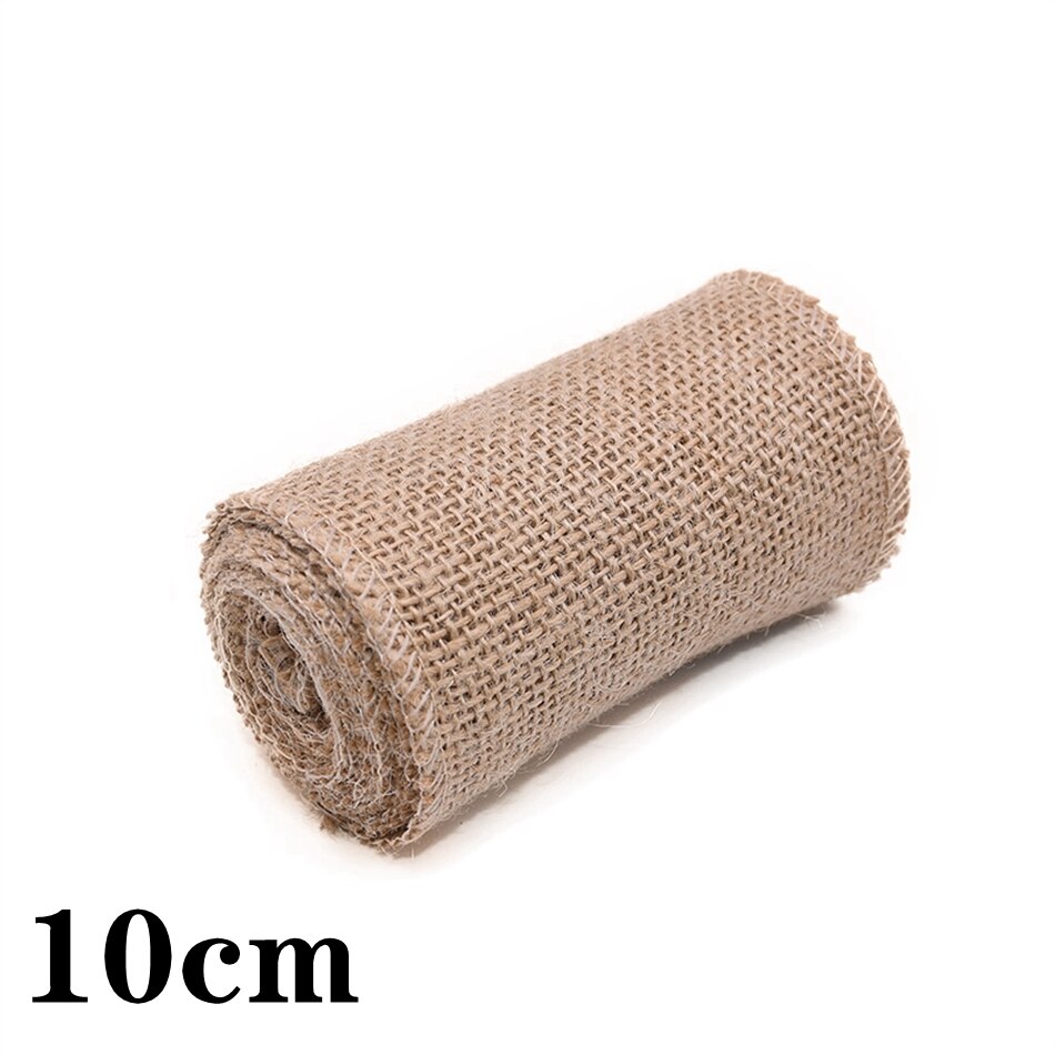 2 yards/rulle 150mm 300mm naturliga jute säckvävsband för hantverk gör-det-själv långa hampaband rosett inslagning bröllopsfest dekorativt: 10cm