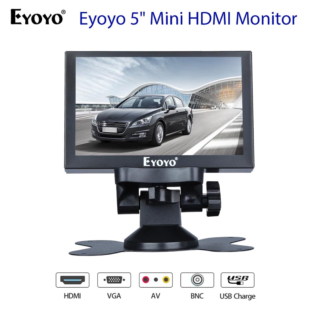 Eyoyo 5 "skærm lille hdmi skærm bærbar vga skærm cctv skærm lcd 800 x 480 ips skærm bnc av / vga display led bilmonitor