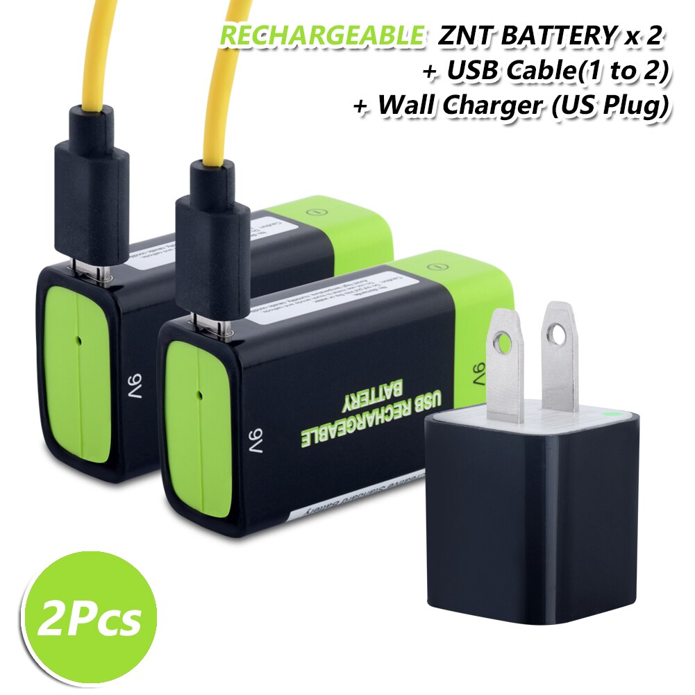 2x Oplaadbare 600Mah 9 V Lithium-polymeer Lipo Batterijen Usb Charger 9 Volt 48X25.6X16.9Cm li-Polymer Batterij Met Usb-kabel: 2pcs usb US charger