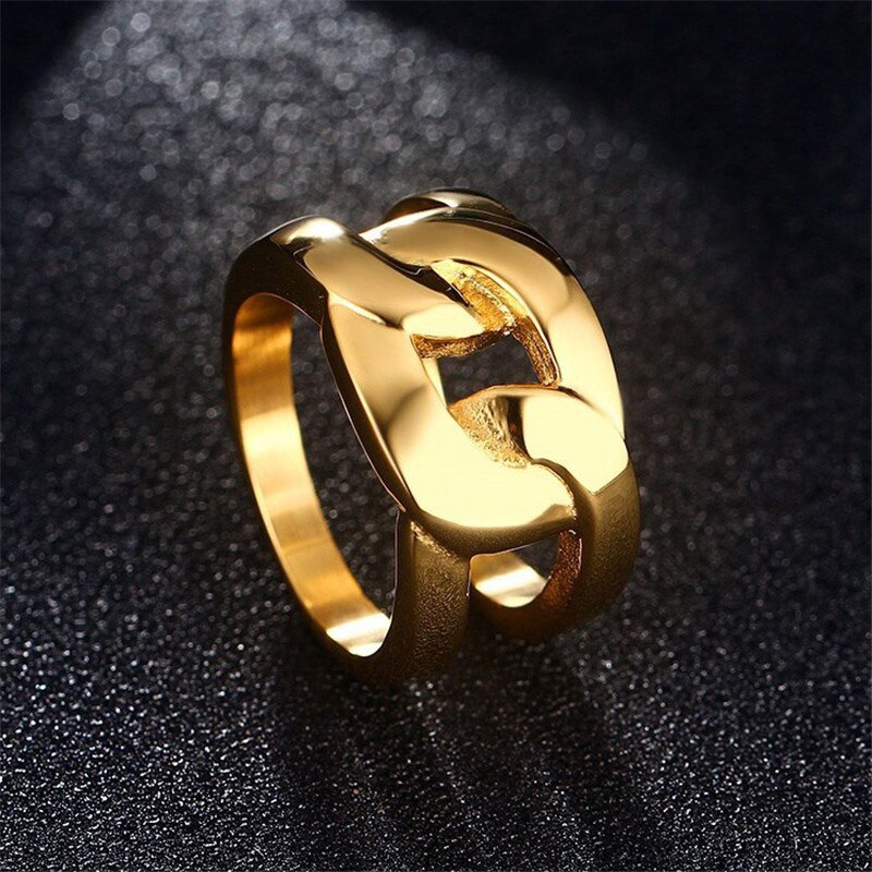 Zorcvens Goud Kleur Grote Bruiloft Engagement Ring Rvs Club Party Ringen Voor Vrouwen Sieraden: 9