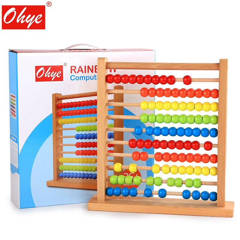 stijl kinderen pre-puzzel math houten met tien-bestand rainbow berekening farme rack speelgoed