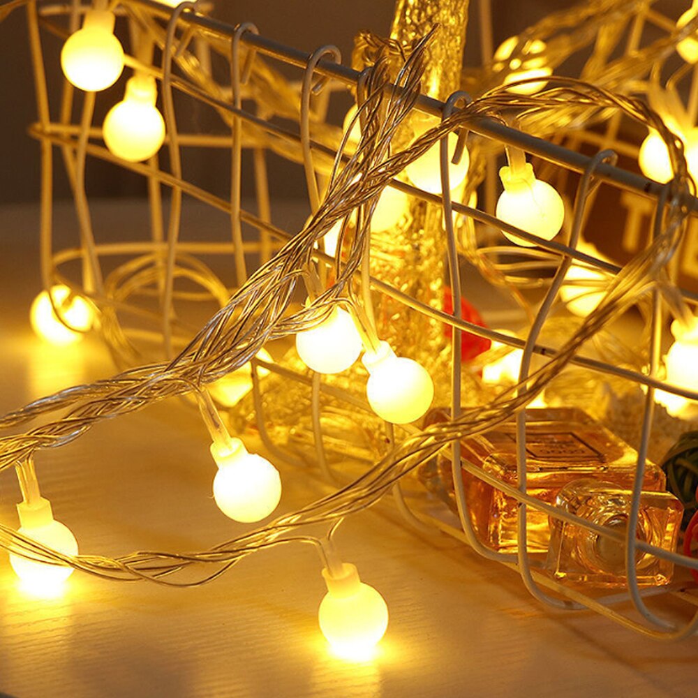 3/6/10M LED Ball String Light Ball Chain Fairy Garland Lights Bulb Light Waterproof For OutdoorWedding Christmas Home Decoration: WarmWhite / 10m 80Led