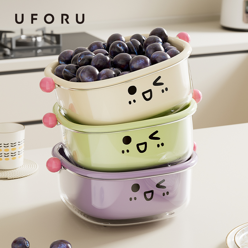 UFORU Wastafel Afvoermand Huishoudelijke Keuken Dubbele Wassen Fruitmand Wassen Groentebak Woonkamer Organizer