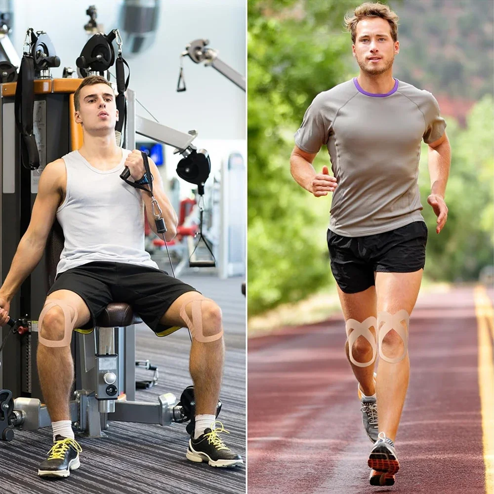 2 pièce/ensemble bande de kinésiologie, bande adhésive élastique de soutien musculaire pour sport athlétique, récupération de thérapie pour les genoux, la cheville, soulagement des douleurs articulaires