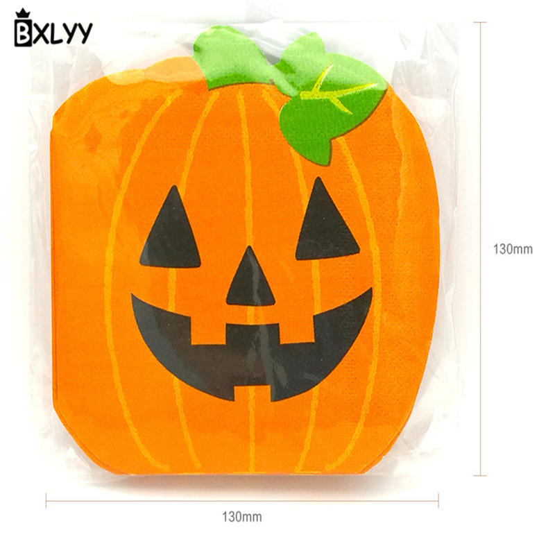 BXLYY Halloween wegwerp servet feestartikelen pompoen hoofd afdrukken double-layer papier handdoek woondecoratie accessories.7z