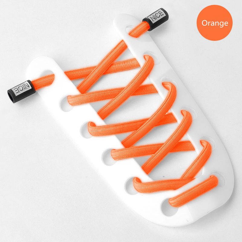 Joli verrouillage lacets sans attaches lacets élastiques baskets enfants adultes lacets de chaussures rapides bandes de caoutchouc rondes sans cravate chaussures: Orange