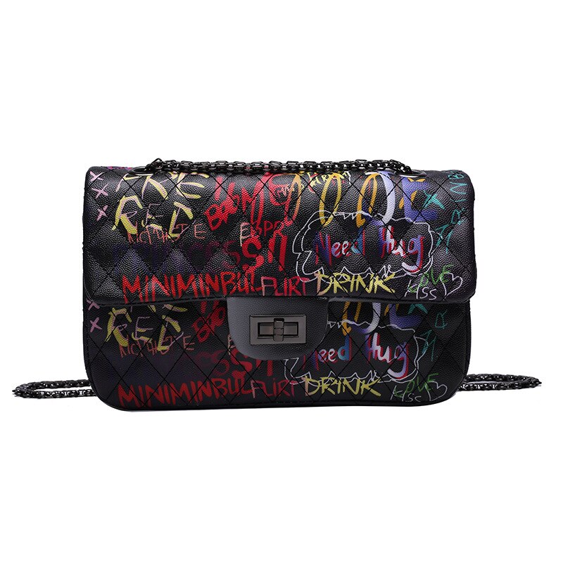 Mulher couro do plutônio bolsa sacos de ombro para 2021 meninas do sexo feminino compradores bolsas casuais quente nova moda graffiti treliça carteiras: heise