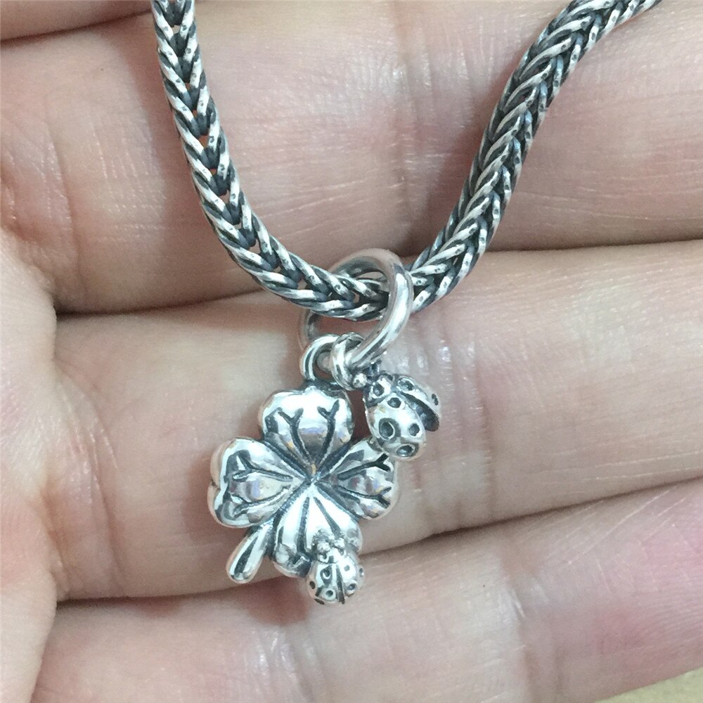 Beadance 925 Sterling Zilveren Klavertje Vier Lieveheersbeestje Dangle Charm Bead Europese Sieraden