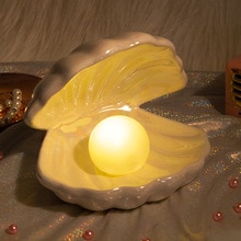 Fantasy Keramische Shell Lamp Parel Zeemeermin Decoratie Nachtlampje Desktop Opslag Decoratie Lamp
