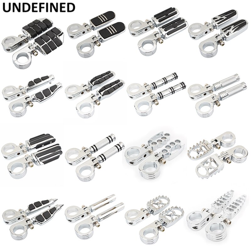 32MM Highway Foot Pegs Engine Guard Crash Bar w/Clamp Mount For Harley Honda Kawasaki Cafe Racer Touring Motorcycle Chrome