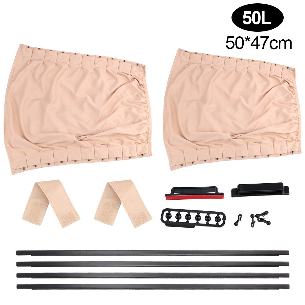2 stk gardiner til bil auto siderude solafskærmning rullegardiner dæksel aluminiumslegering universal solskærm: 50l beige