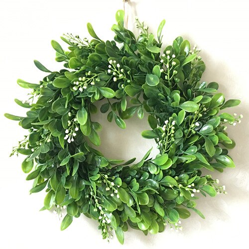 Asypets naturtro kunstig krans blomster dørhængende væg vindue bryllupsfest juledekoration 11.8 "diameter -30