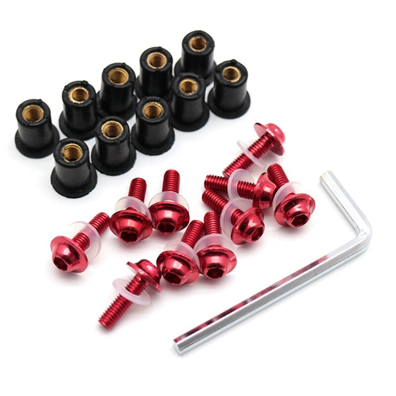 5mm Motorcycle Screw Windscreen Windshield Bolts Nut FOR YAMAHA TIGER 1050 SpoRt 1200 EXPLORER 800 XC XCX XR XRX: Red