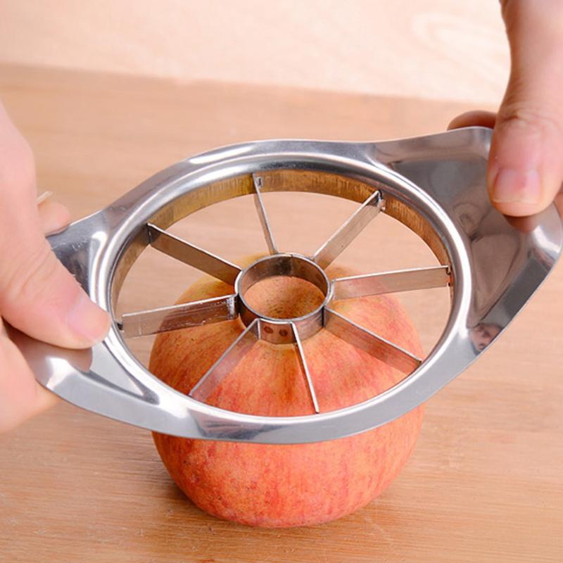 Rvs Apple Groente Fruit Slicer Draagbare Peer Apple Salade Cutter Gereedschap Picknick Fruit Keuken Gadget Cutter Slicer