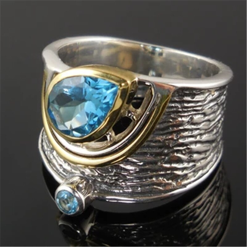 Etnische Wide Vrouwen Ringen Persoonlijkheid Met Water Stone Vrouwelijke Mannen Party Ring Sieraden Ring: 9