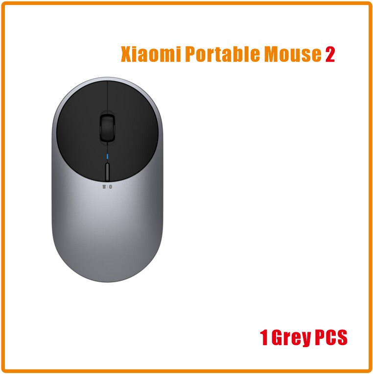 Originele Xiaomi Mi Draagbare Muis 2 4-DPI 4000 2400 1800 1200 Bluetooth RF2.4 Aluminium Metal Abs Windows 10 Android mac: Grey 1 PCS