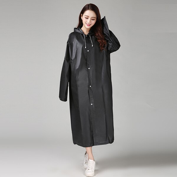 Manteau de pluie Transparent pour femme, imperméable, épais, Transparent, à la , pour le Camping: Black