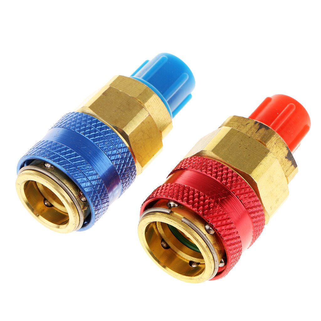 2Pcs R134A Adapter Fittings Hoge Lage Snelkoppeling Connector Ac Auto Airconditioner Manometer Slang Connector 1/4 Inch