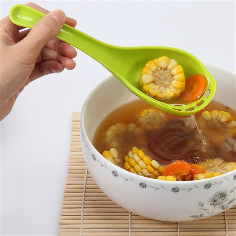 Long-Handle Dual-Use Side Leaky Soup Spoon Serving Soup Filtering Large Spoon Kitchen Tableware Spoon Flatware