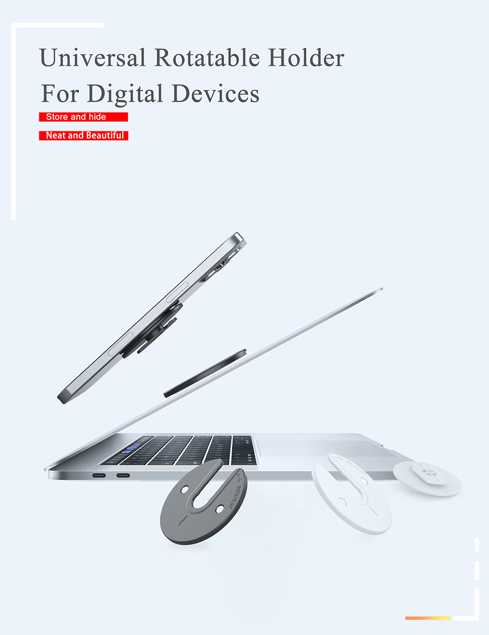 Support mural rotatif universel pour tablette, compatible avec iPad, décodeur, TV, disque dur